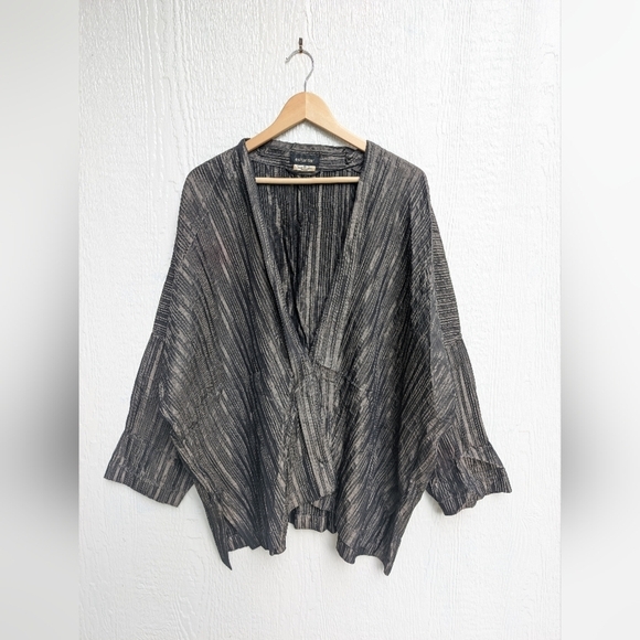 Vintage Eskandar Neiman Marcus Silk Blend Crinkle Cropped Duster Size 0 - Picture 1 of 13